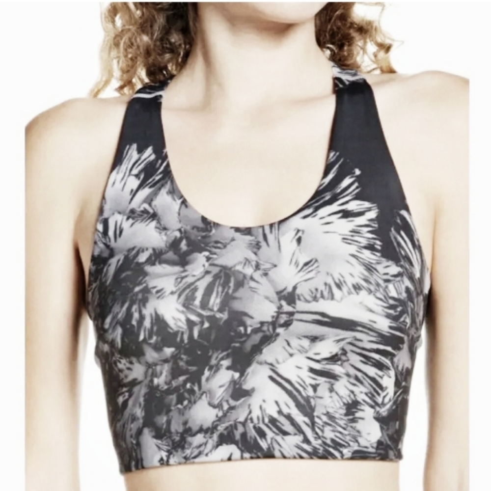 Zella NWT Woman's Gray Marble Sports Athletic Bra Top